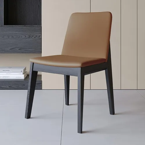 Miniatura 19 de Sillas de comedor tapizadas gruesas, sillas de cocina modernas de madera sólida, sillas de comedor tapizadas de cuero con marco minimalista, muebles
