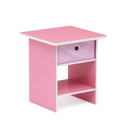Miniatura 5 de Furinno - Colección Dario - Mesa auxiliar / mesita de arrime / mesita de noche / mesita de luz con cajón, color rosa/rosa claro, paquete de 1