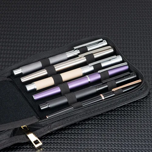 Miniatura 4 de Lanxivi 12 Estuche para pluma estilográfica, color negro, café, piel sintética, organizador Pourch Gag