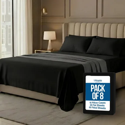 Miniatura 22 de Utopia Bedding Juego de sábanas de tamaño King, paquete a granel de 8 sábanas, microfibra suave cepillada, bolsillos profundos, resistente al