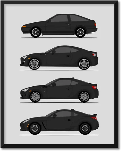 Miniatura 18 de Custom Car Posters Póster hecho a mano compatible con Toyota (Scion) FR-S 86 generaciones e impresión de Toyota 86 Trueno FR-S GR86 AE86 Scion
