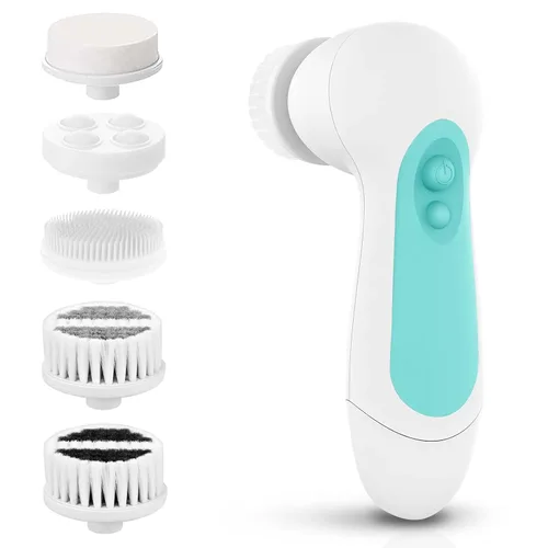 Miniatura 8 de CLSEVXY - Juego de cepillos giratorios de limpieza facial resistente al agua, con 5 cabezales de cepillo exfoliante - Cepillo limpiador facial