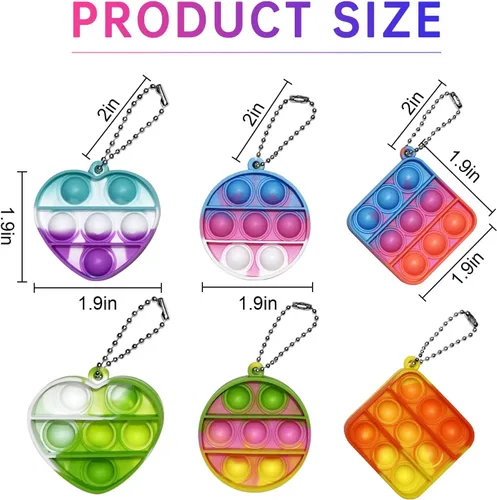 Miniatura 2 de 108 piezas de mini llavero de juguete para la ansiedad, 3 formas Pop Fidgets Pop Fidgets regalos de fiesta paquetes de juguetes sensoriales