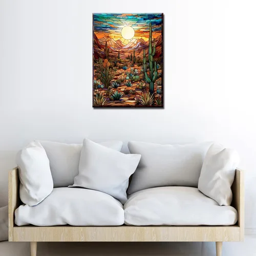 Miniatura 4 de Pintura de diamantes para plantas suculentas tropicales para adultos, arte de cristal de taladro completo 5D del desierto de Arizona, Estados