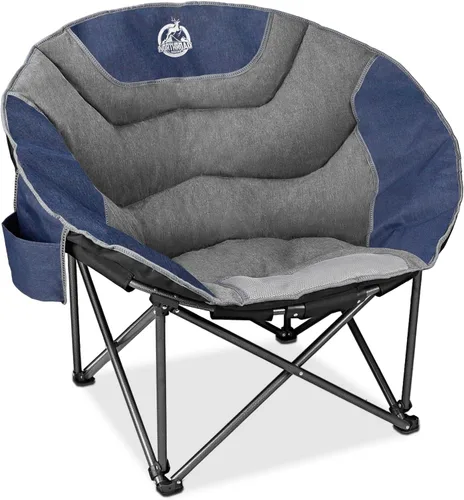 Miniatura 8 de Northroad Silla de campamento XXL con diseño de luna, silla redonda de gran tamaño, platillo acolchado plegable con bolsillo lateral, capacidad