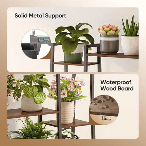 Miniatura 3 de Soporte de plantas grande de 55" para interiores con 8 luces LED de crecimiento (3 modos y temporizador automático) - Estante de plantas de metal