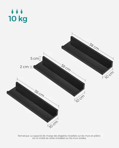 Miniatura 3 de SONGMICS CUSTOS Collection - Estantes flotantes, juego de 3 estantes de pared, 15 pulgadas de ancho, para marcos de fotos y baratijas, para sala