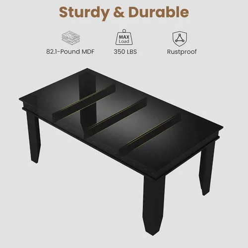 Miniatura 6 de GarveeHome Mesa de comedor de granja para 6-8 personas, mesas de cocina de 71 pulgadas de largo con marco resistente de madera, mesa rectangular