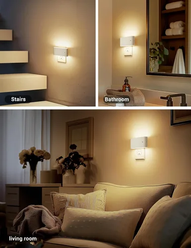 Miniatura 5 de JandCase Luces nocturnas LED enchufables a la pared, luz nocturna con sensor de luz del atardecer al amanecer, luz nocturna regulable enchufable