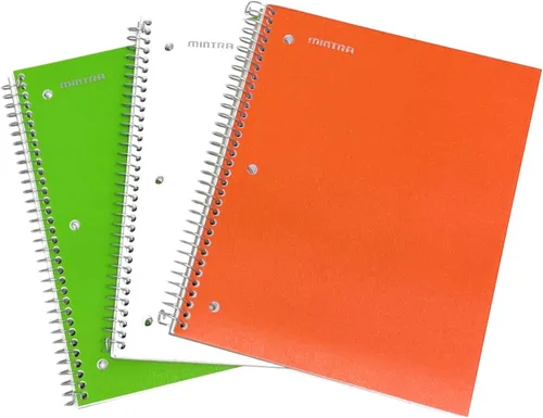 Miniatura 40 de Mintra Office Cuadernos de espiral duraderos, 1 materia, (rosa primavera, amarillo sol, hielo ártico, rayas anchas, paquete de 3)