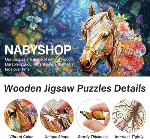 Miniatura 2 de Rompecabezas de madera para adultos, rompecabezas de madera de caballo para adultos, rompecabezas de madera con forma única de animales, regalos