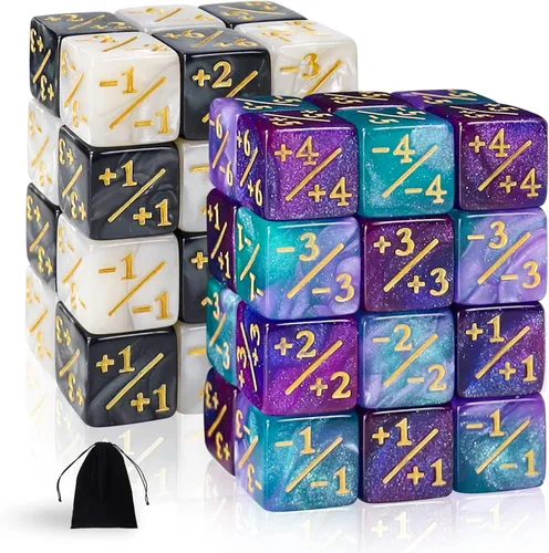 Miniatura 9 de Juego de 48 dados MTG para contadores de fichas, Magic The Gathering Glitter Sparkle Loyalty Cube, Starry Marble D6 compatible con MTG, CCG