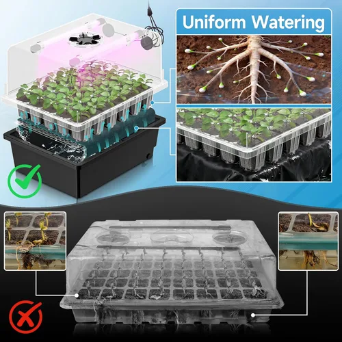Miniatura 7 de Hon&Guan 1 kit de inicio de semillas – Bandeja de inicio de semillas de 30 celdas con cúpula de humedad más alta de 5.3 pulgadas, luces LED