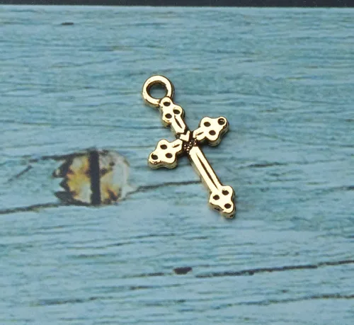 Miniatura 5 de 50 colgantes vintage de crucifijo con agujero de metal religioso antiguo plateado dorado cruz a granel para fabricación de joyas, kit de bricolaje