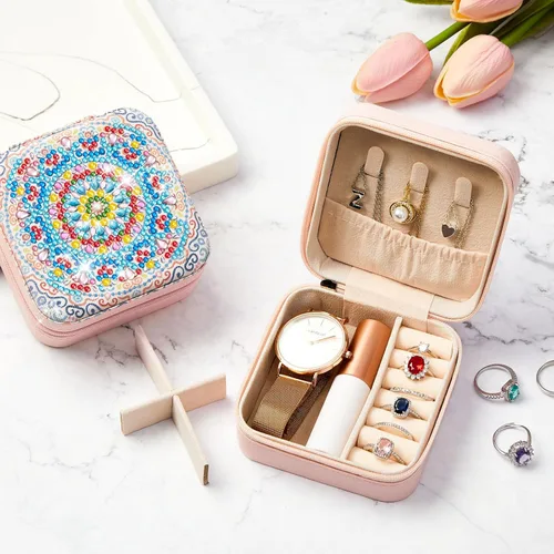 Miniatura 3 de Hinly 2 Piezas Caja de Almacenamiento Portátil para Pintura de Diamantes, Organizador de Joyería de Arte DIY, Accesorios de Pintura de Diamantes