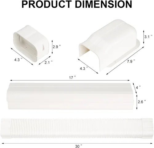 Miniatura 8 de Juego de cubierta de línea de PVC decorativo para mini split y aire acondicionado central de 4 pulgadas de ancho y 9 pies de largo, para sistemas
