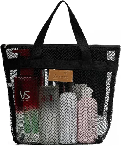 Miniatura 12 de TOPASION Bolsa de ducha de malla portátil, organizador de baño y aseo colgante con cremallera para viajes, gimnasio, campamento, dormitorios