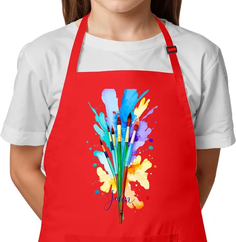 Miniatura 7 de Delantal con nombre personalizado para pintar y manualidades, delantal personalizado, regalo de calcetín de Navidad para niños y niñas Agua