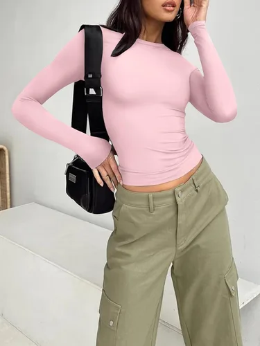 Miniatura 3 de AUTOMET Camisas de manga larga de 3 piezas para mujer, básicas, para salir, otoño, moda, ropa interior, ajustada, Y2K