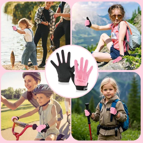 Miniatura 6 de Guantes de ciclismo deportivos para niños, antideslizantes, para niños y niñas, guantes de pesca para niños, ciclismo, escalada, equitación