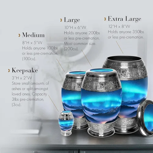 Miniatura 5 de Aurora Borealis Urna de cremación para cenizas para adultos, hombres y mujeres, Urnas de cremación personalizadas para cenizas humanas, urnas
