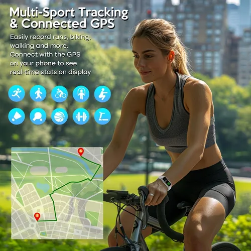 Miniatura 2 de Rastreador de actividad física para hombres y mujeres, reloj inteligente con presión arterial, frecuencia cardíaca, temperatura corporal y monitor