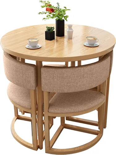 Miniatura 9 de Mesa de cocina y sillas para 4, juego de mesa redonda de comedor para 4, negociación de conferencias pequeñas, 1 mesa y 4 sillas, mesas de café