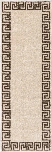 Miniatura 3 de Unique Loom Athens Collection - Alfombra clásica geométrica moderna con diseño de bordes, 2 pies x 6 pies, beige/marrón
