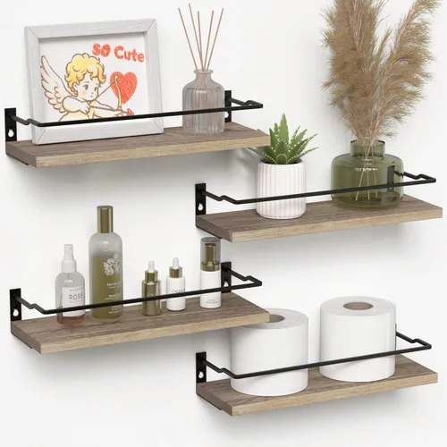 Miniatura 9 de RICHER HOUSE Estantes de baño, organizador de estante de pared flotante negro sobre inodoro de almacenamiento con 2 estantes
