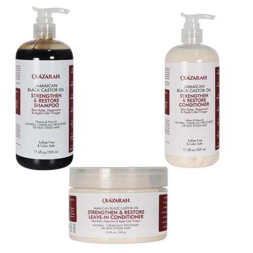 Paquete de cuidado del cabello de aceite de ricino negro jamaicano | Acondicionador (17 onzas líquidas), champú (17 onzas líquidas), acondicionador