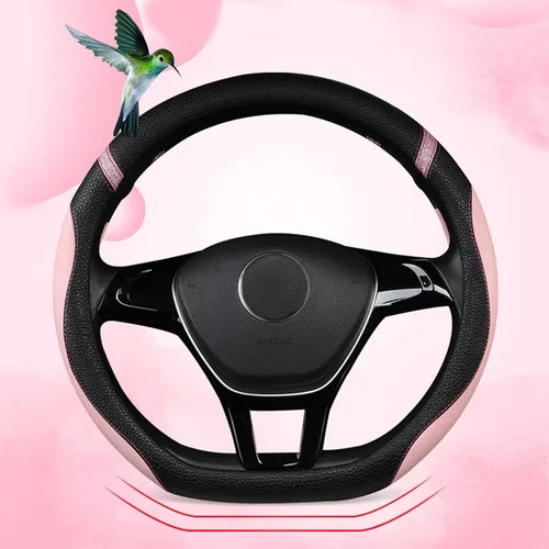 Cxtiy Funda para volante con parte inferior plana en forma de D para mujeres y niñas, elegante accesorio antideslizante para el interior del Rosa