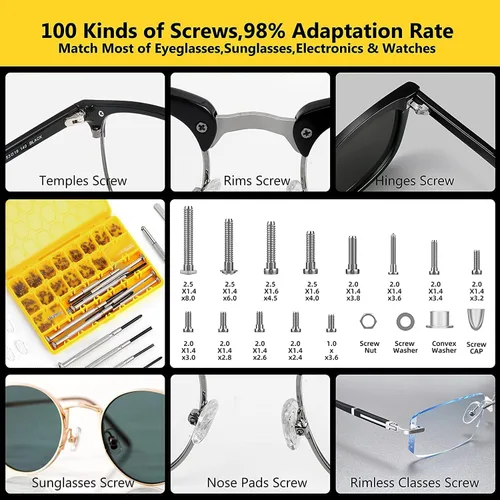 Miniatura 2 de Kit de reparación de lentes magnéticos, kit de reparación de lentes con tornillos para anteojos que incluye almohadillas para la nariz, juego
