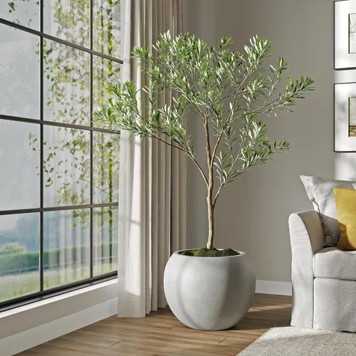 Miniatura 24 de DTY Fiberstone - Maceta tipo globo para interiores y exteriores, maceta esférica ligera para olivo, Monstera y palma, piedra de fibra de vidrio