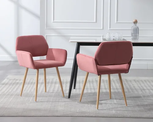 Miniatura 2 de KCC Sillas Pequeñas y Modernas con Brazos para Comedor 1 Pieza, Asiento Lateral Tapizado en Terciopelo de Mediados de Siglo Club para Invitados