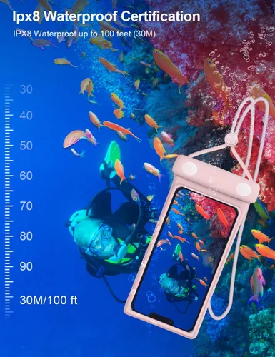 Miniatura 3 de wellhouse Bolsa impermeable para teléfono, funda impermeable para iPhone 17 16 15 14 Pro Max XS Samsung, IPX8 3D bolsa seca para teléfono celular