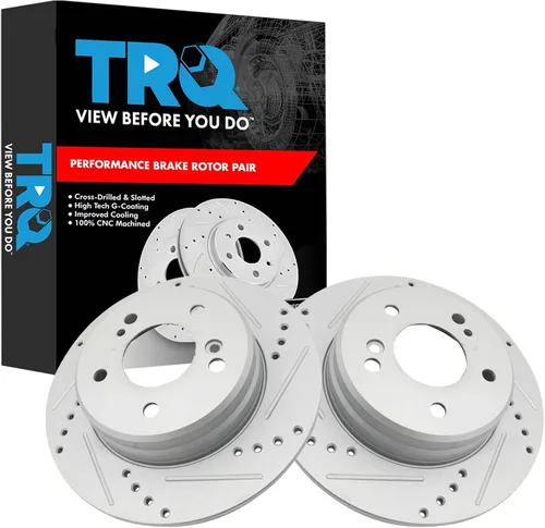 Miniatura 409 de TRQ Juego de rotores de freno de rendimiento trasero con revestimiento G premium compatible con Mazda 6 2014-2021