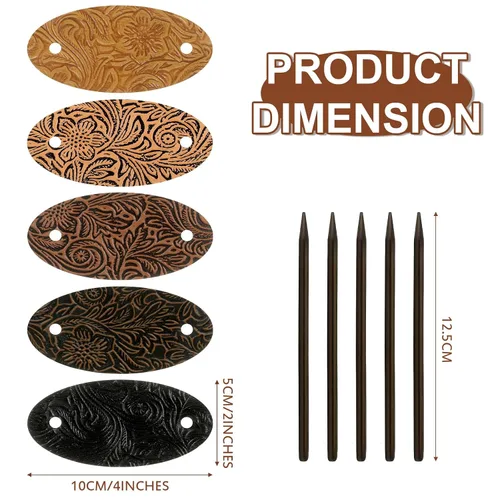 Miniatura 4 de Pinza para el cabello, 5 piezas de pelo sintético con pasador, forma ovalada, soportes para cola de caballo, accesorios para el cabello para mujeres