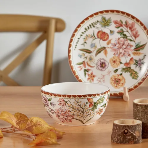 Miniatura 5 de Bico Blooming Moment Juego de 4 Tazones de Cereal, Tazones Hondos de Cerámica de 26 oz para Sopa, Cereal, Ensalada, Fideos, Cocina, Seguros