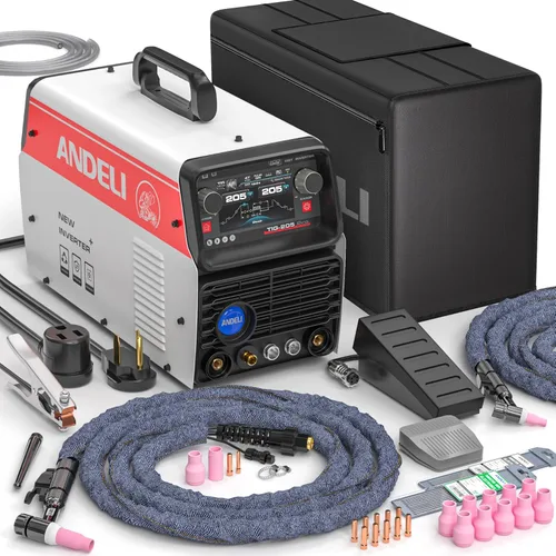 Miniatura 9 de ANDELI 8 en 1 AC/DC Soldador TIG de aluminio frío 200 amperios con pulso, 110 V/220 V de doble voltaje AC TIG/DC TIG/pulso TIG/LIFT