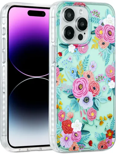 Miniatura 17 de SCORPIFY Funda para iPhone 15 Pro Max con diseño floral de Nemophila azul, bonita funda transparente para teléfono para mujeres y niñas