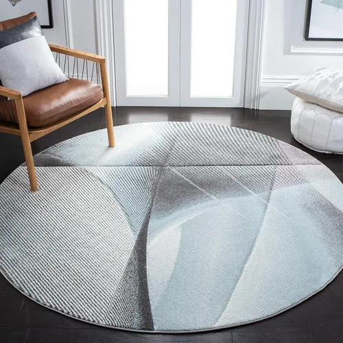 Miniatura 8 de SAFAVIEH Hollywood Collection - Alfombra decorativa de 2 pies 7 pulgadas x 5 pies, gris y azul, diseño moderno de mediados de siglo, no desprende