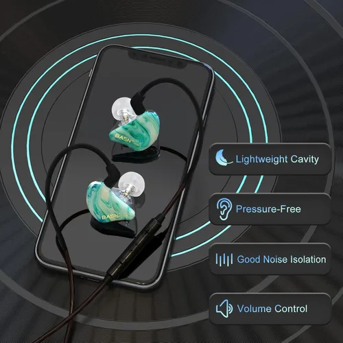 Miniatura 5 de BASN MMCX - Auriculares intraurales con monitor de oído, auriculares IEM de triple driver para músico y baterista, auriculares estéreo HiFi