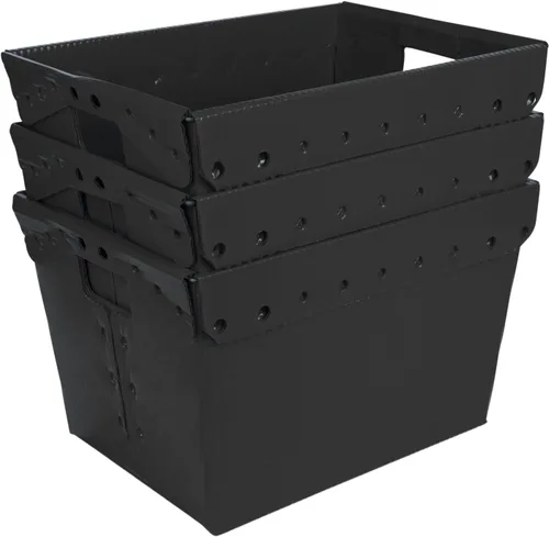 Hudson Exchange - Contenedor de almacenamiento corrugado con mango de la era espacial (18.25 x 13.25 x 11.75 pulgadas), color negro