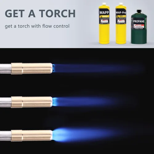 Miniatura 5 de Antorcha de Gas MAPP/MAP/PROPANO, Cabeza de Antorcha, Uso para Soldadura, Conexión de Tubo de Cobre, Temperatura Máxima 3600℉ (1300℃)