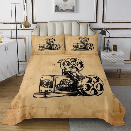 Miniatura 15 de Homewish Theater Cinema Poster Quilt Sets Twin Size,Retro Movie Bedspread Coverlet 2Pcs for Kids Girls Boys Room Decor,Popcorn Quilts Set Movie