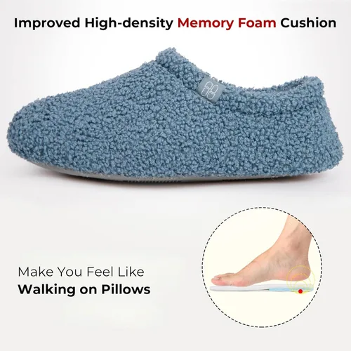 Miniatura 4 de HomeTop Mocasines de espuma viscoelástica de piel rizada y mullida con forro polar