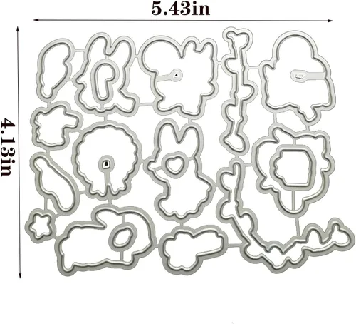Miniatura 2 de Juego de sellos y troqueles de silicona transparente de conejo de ardilla para hacer tarjetas, troqueles de corte de metal para álbumes de recortes