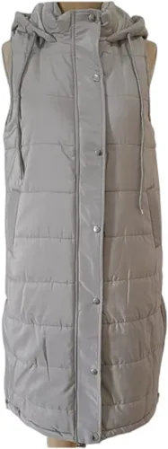 Miniatura 15 de Chaleco largo para mujer, sin mangas, acolchado, con cremallera, capucha, abrigo de invierno cálido, ligero, con bolsillos