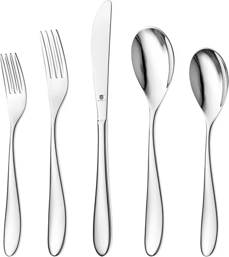 Miniatura 9 de Danialli Juego de utensilios de servir, cucharas de servir de acero inoxidable 18/10, servidores de ensalada, cuchillos de mantequilla, acabado