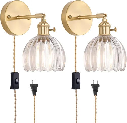 Miniatura 27 de Shenmoyl Aplique de Pared Vintage Operado por Batería con Linda Campana de Vidrio Tulipán Verde, Recargable Inalámbrica, Luz de Pared con Control